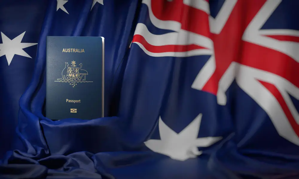 Australian flag and passport