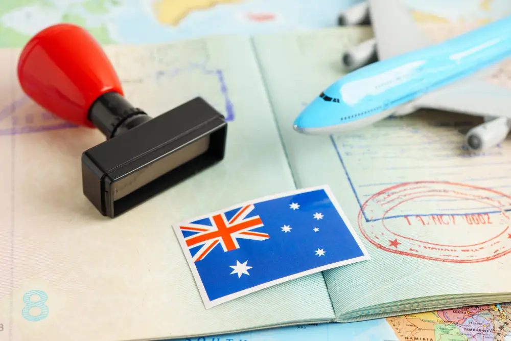 Australia passport with approved stamp on document